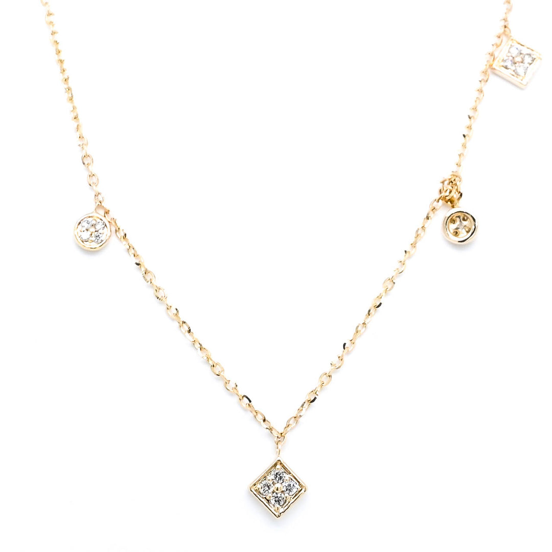14KT Yellow Gold 18" 0.15CTW Circle of Love Diamond Necklace.