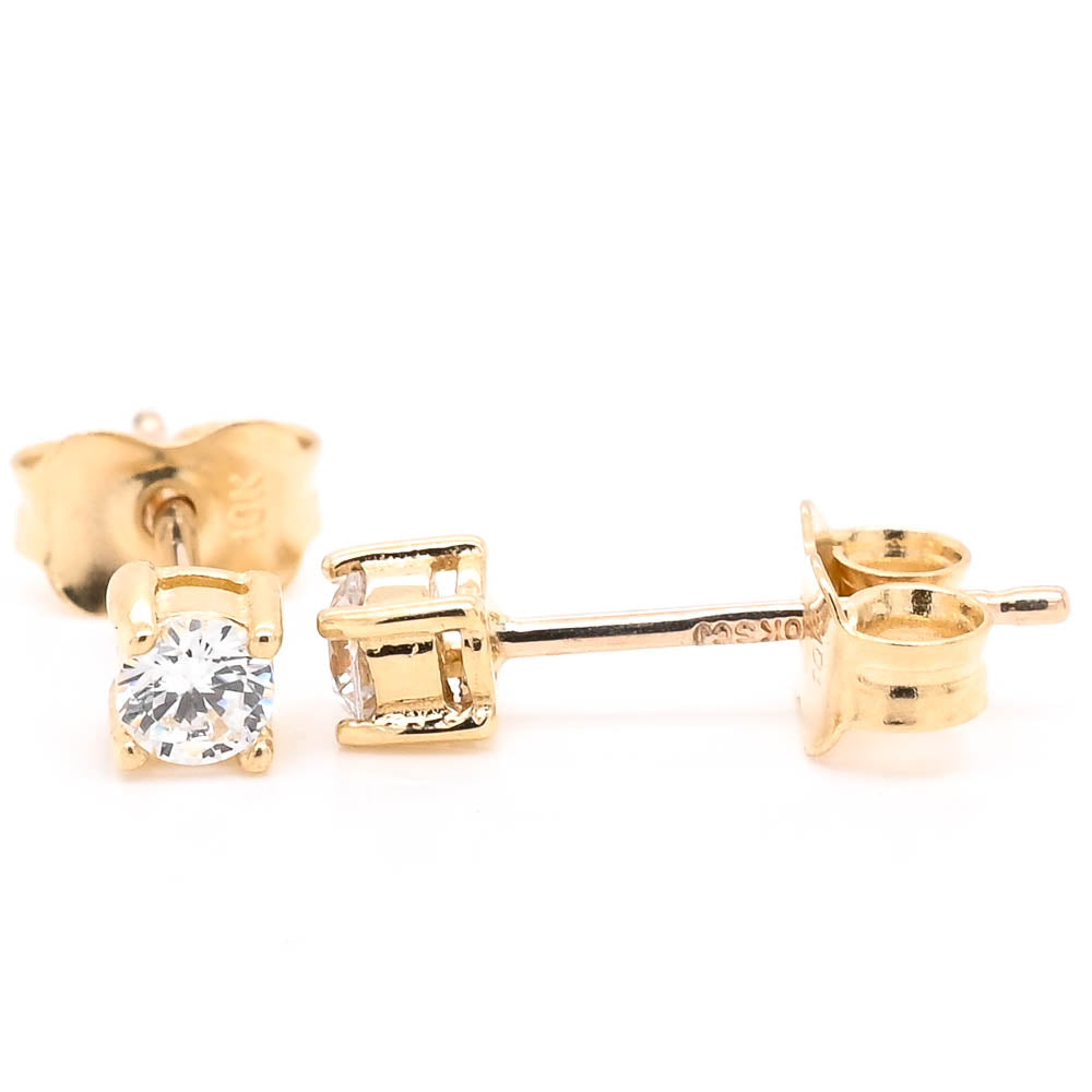 10KT Yellow Gold 3MM C.Z Stud Earrings.