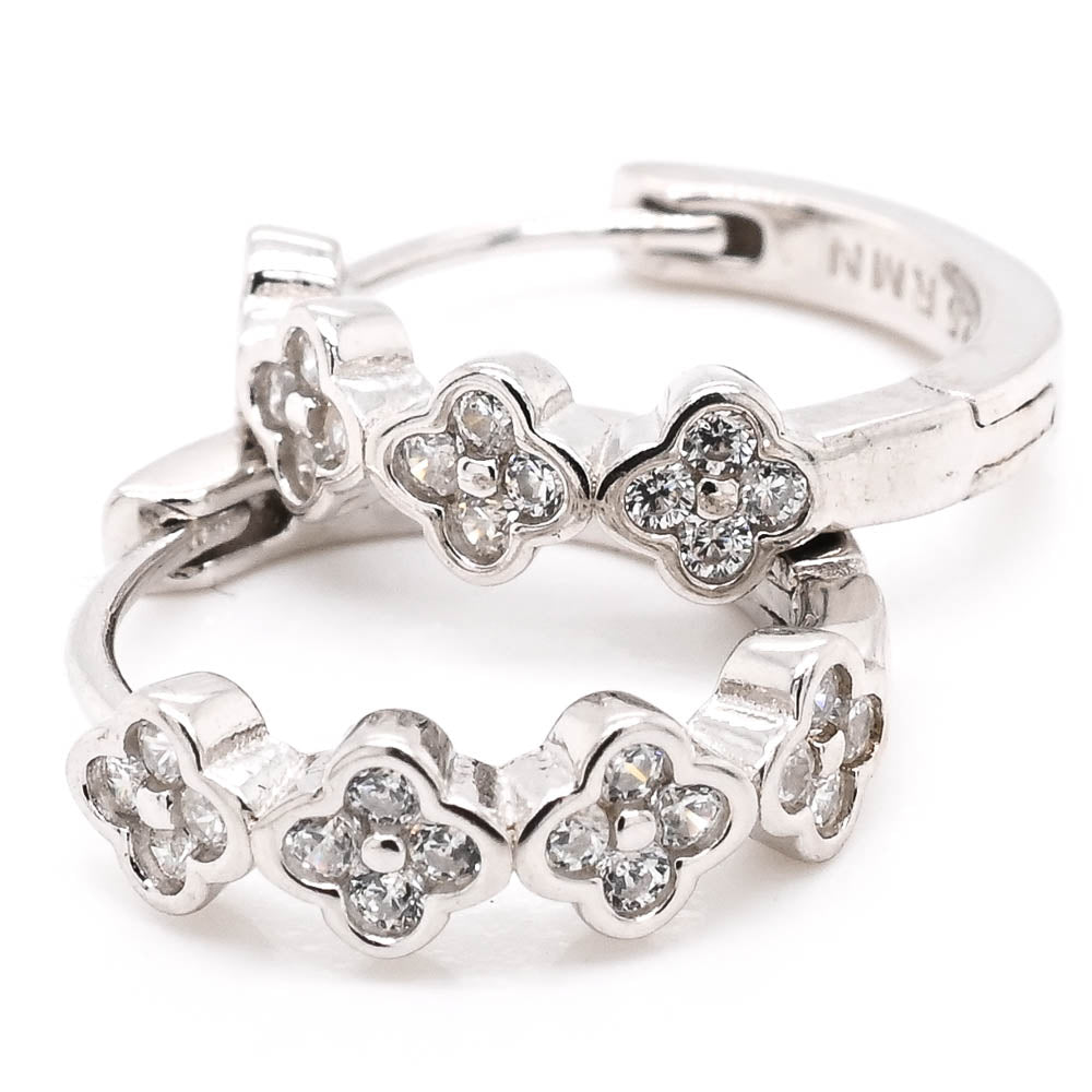 Sterling Silver C.Z 14mmHuggie Earrings.