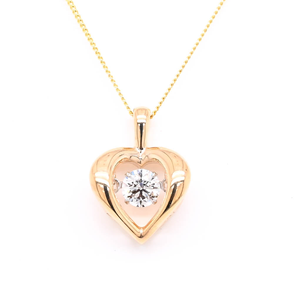 LUJO 10KT Yellow Gold 18" 0.25CTW Round Brilliant LAB Created Dancing Diamond Necklace.