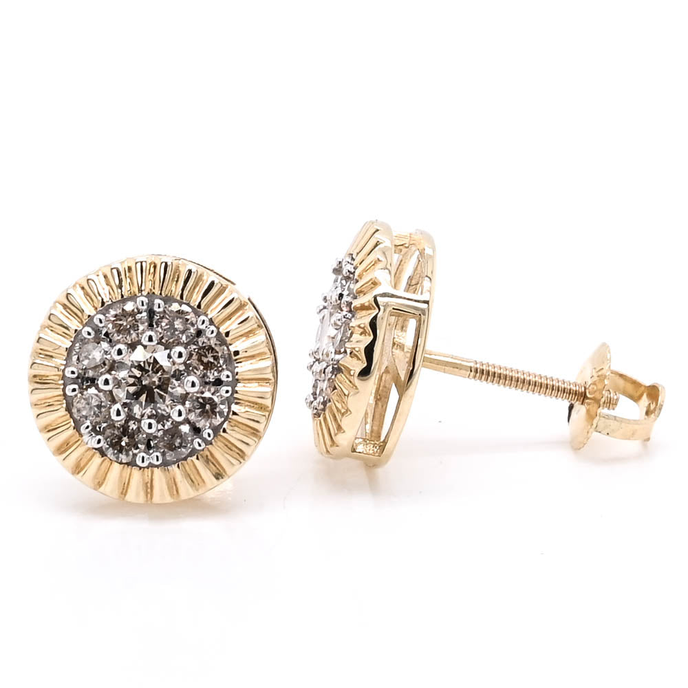 14KT Yellow Gold 0.50CTW LAB Grown Diamond Cluster Earrings.