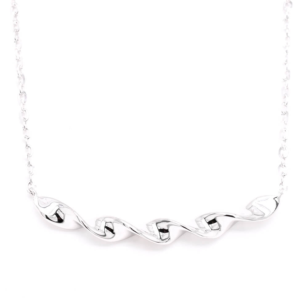 Sterling Silver Vermeil Gold 18" Twisted Bar Necklace.