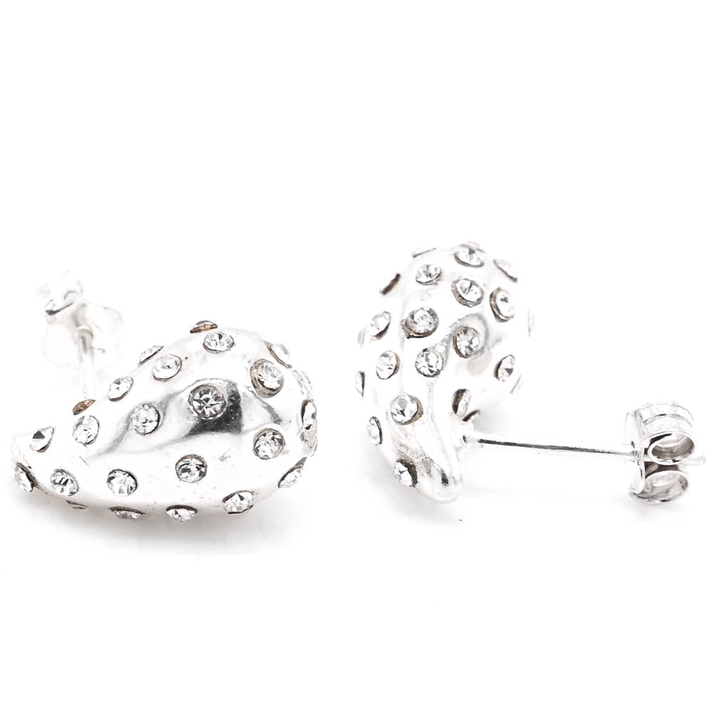 Sterling Silver C.Z Teardrop Stud Earrings