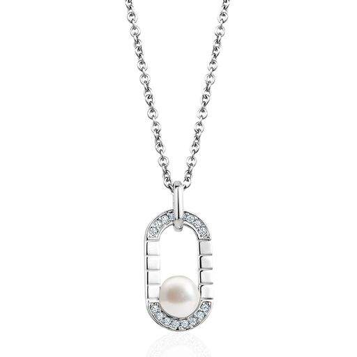 Larus Sterling Silver 18" Freshwater Pearl & C.Z Necklace.