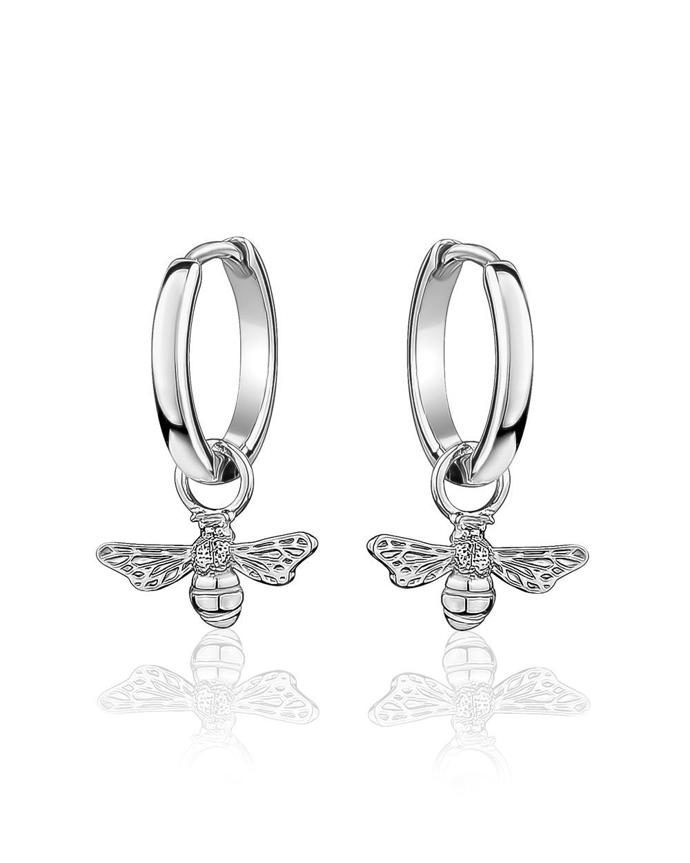 Larus Sterling Silver Bee Huggie Earrings.
