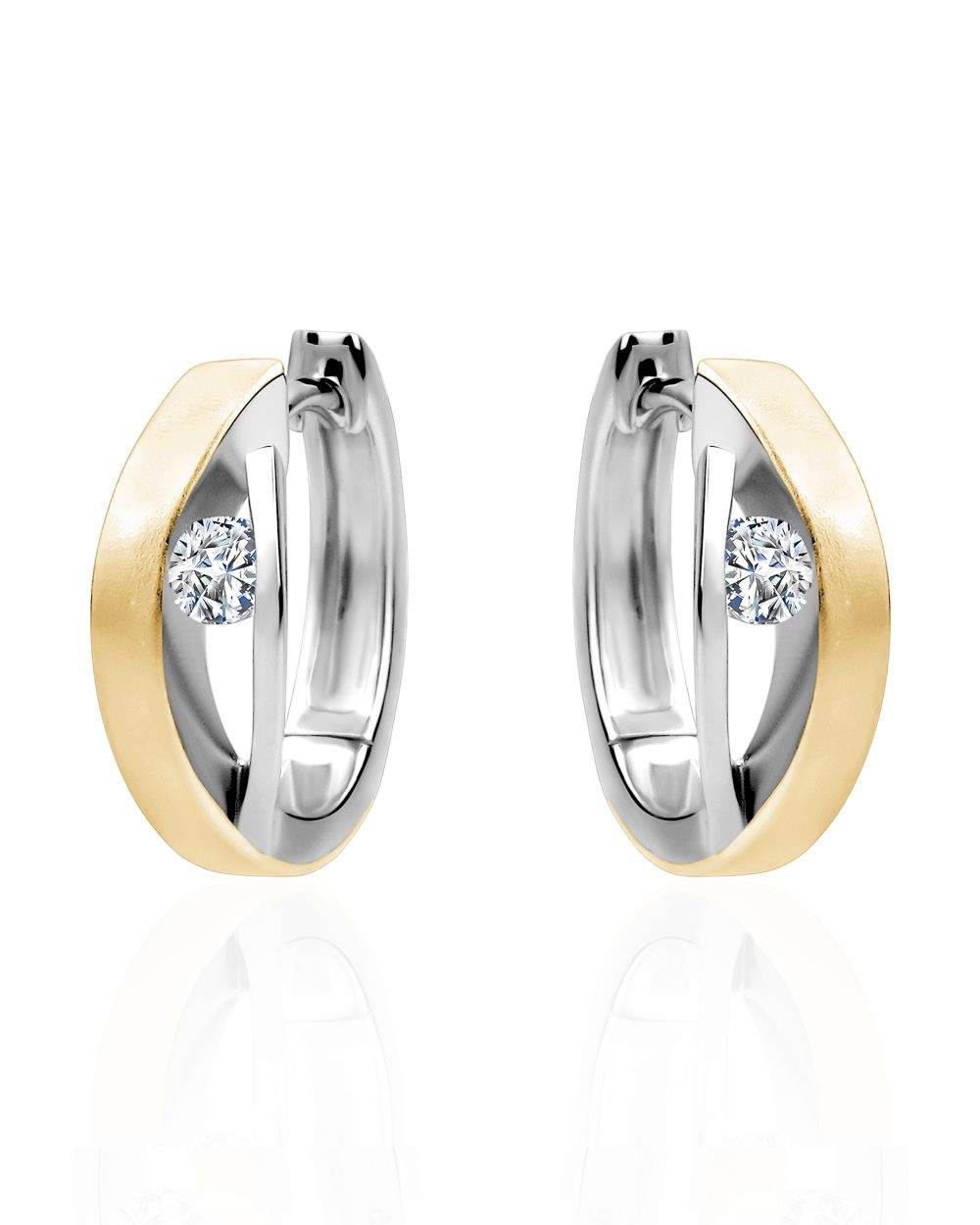 Larus Sterling silver C.Z Huggie Earrings.