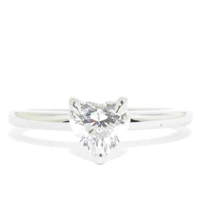 Graziella 14KT White Gold 0.63CT Heart Shaped Solitaire Engagement Ring.