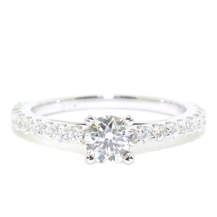 Graziella 14KT White Gold 0.90CTW Round Brilliant Diamond Accent Engagement Ring,