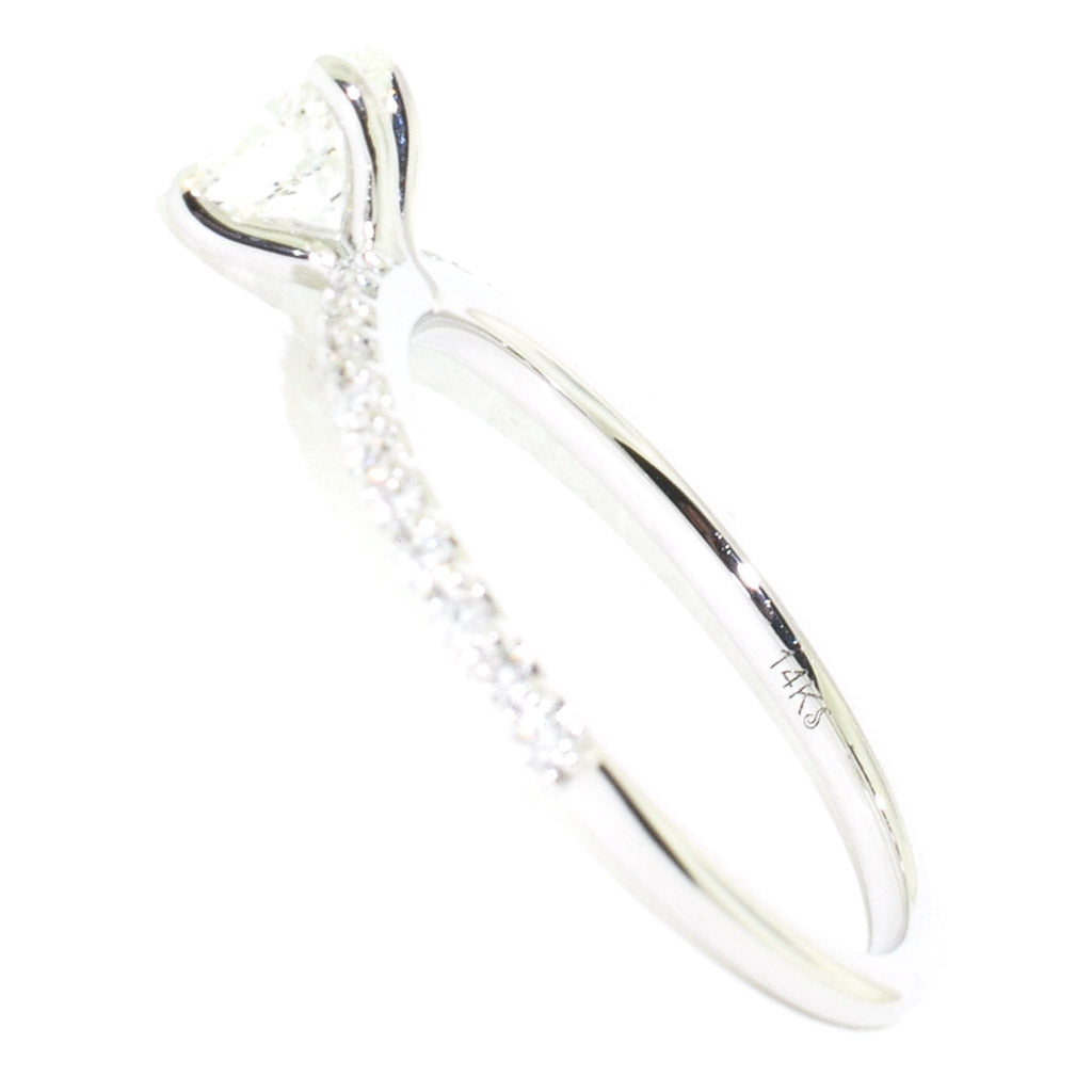 Graziella 14KT White Gold 0.72CTW Oval Shape Diamond Accent Engagement Ring.
