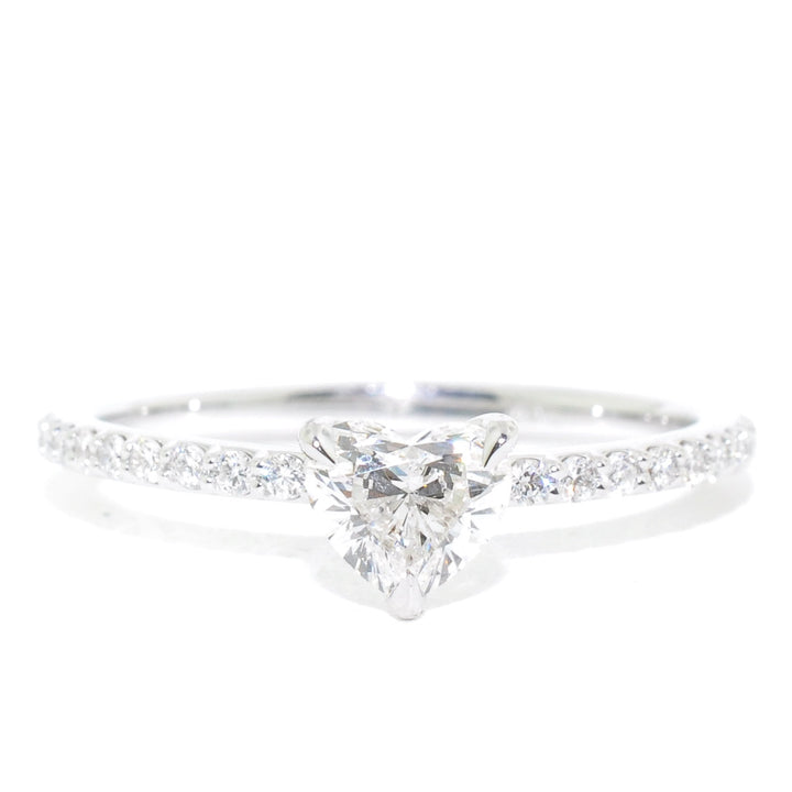 Graziella 14KT White Gold 0.73CTW Heart Shaped Diamond Accent Engagement Ring.