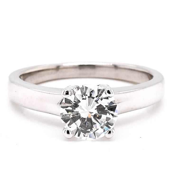 Graziella Platinum 1.01CT Round Brilliant Diamond Soliatire Engagement Ring.