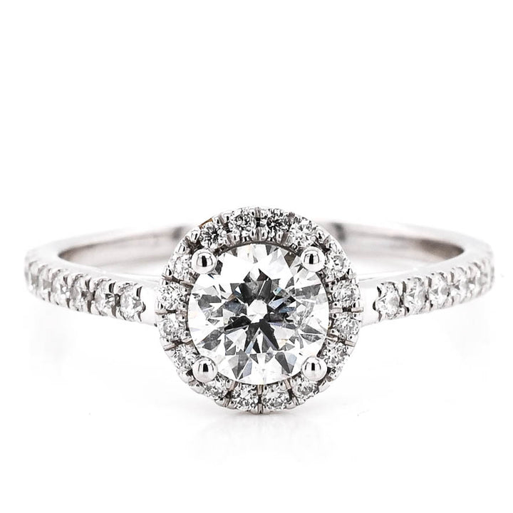 Graziella 14KT White Gold 1.00CTW Round Brilliant Halo Engagement Ring