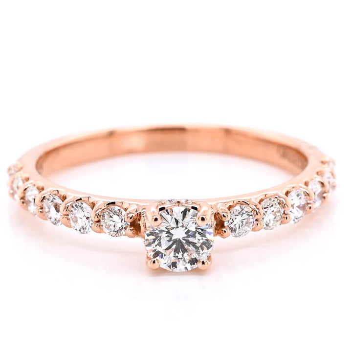 Graziella 14KT Rose Gold 0.75CTW Round Brilliant Diamond Accent Engagement Ring - Size 6.75