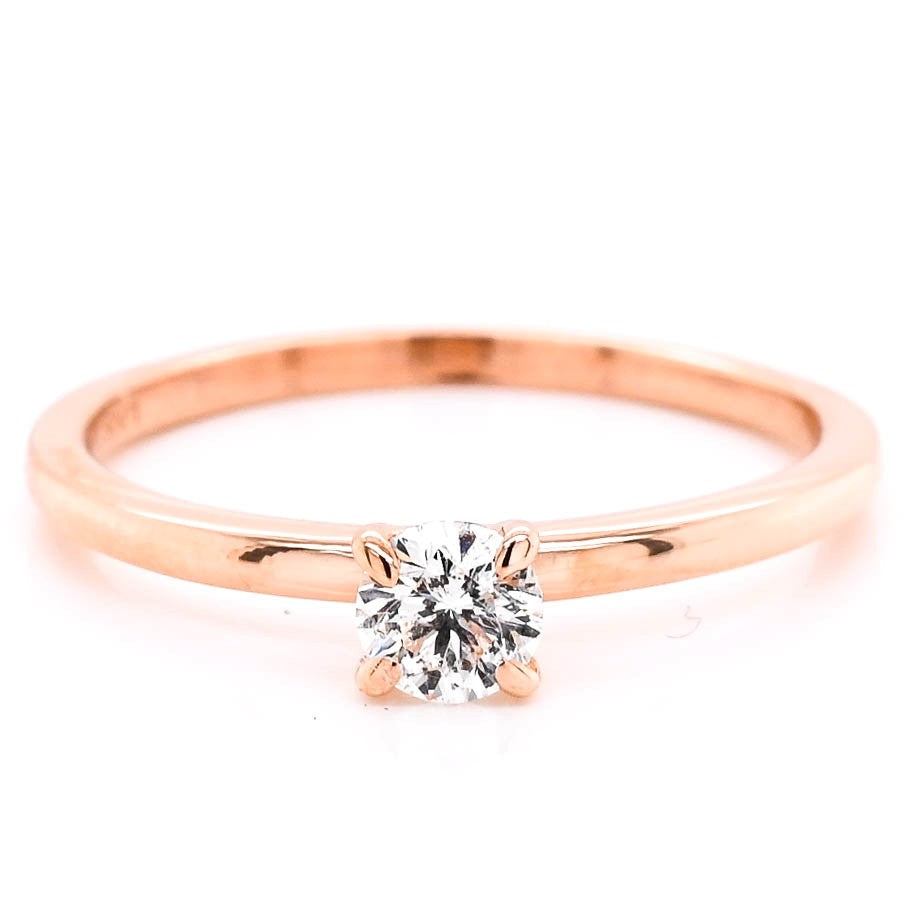Graziella 14KT Rose Gold 0.25CT Round Brilliant Solitaire Engagement Ring - Size 6.5