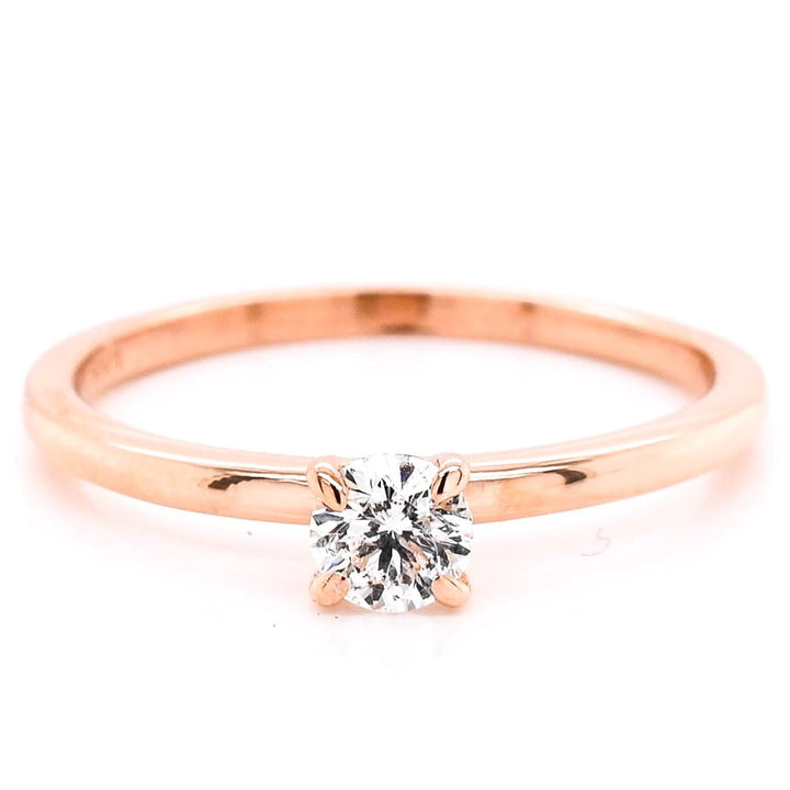 Graziella 14KT Rose Gold 0.25CT Round Brilliant Solitaire Engagement Ring - Size 6.5