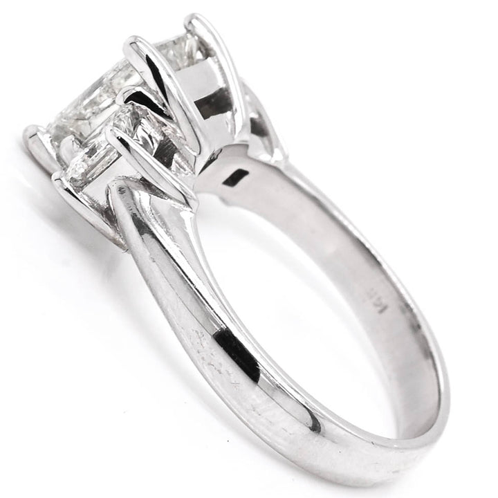 Graziella 14KT White Gold 3.86CTW Square Shape Diamond 3 Stone Set Engagement Ring