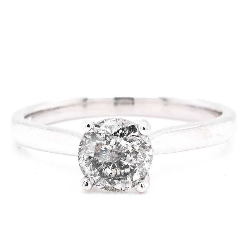 Graziella 14KT White Gold 0.95CT Round Diamond Solitaire Engagement Ring - Size 7.25