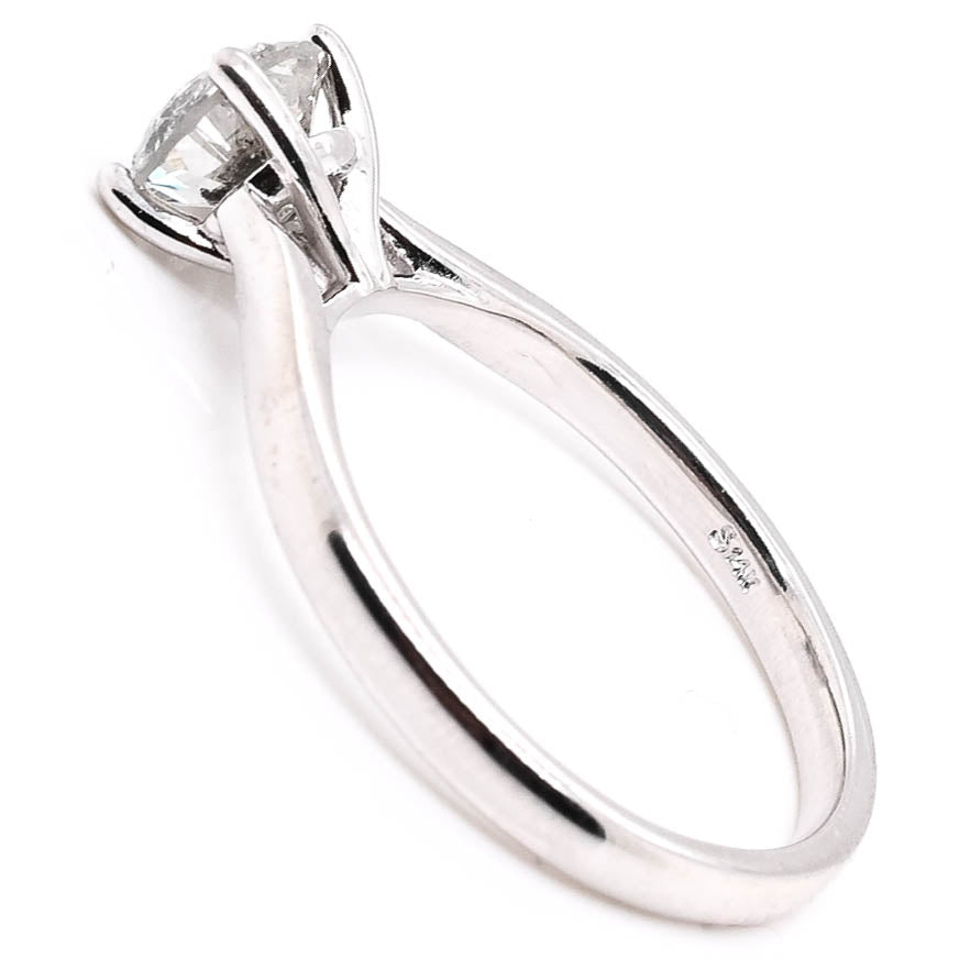 Graziella 14KT White Gold 0.95CT Round Diamond Solitaire Engagement Ring - Size 7.25
