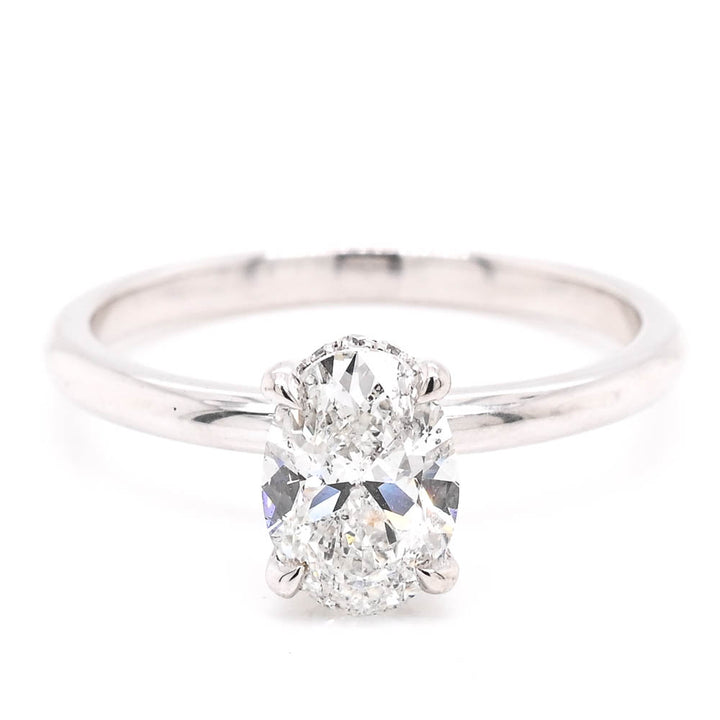 Graziella 14KT White Gold 1.07CTW Oval Hidden Halo Engagement Ring - Size 6.25