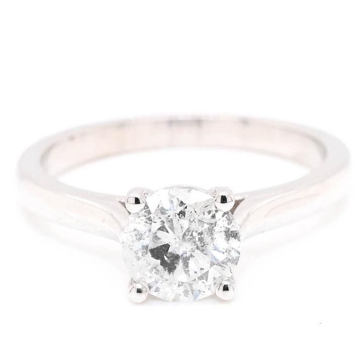 Graziella 14KT White Gold 1.01CT Round Shape Diamond Solitaire Set Engagement Ring