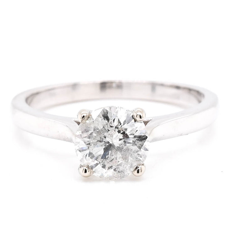 Graziella 14KT White Gold 1.01CT Round Shape Diamond Solitaire Set Engagement Ring
