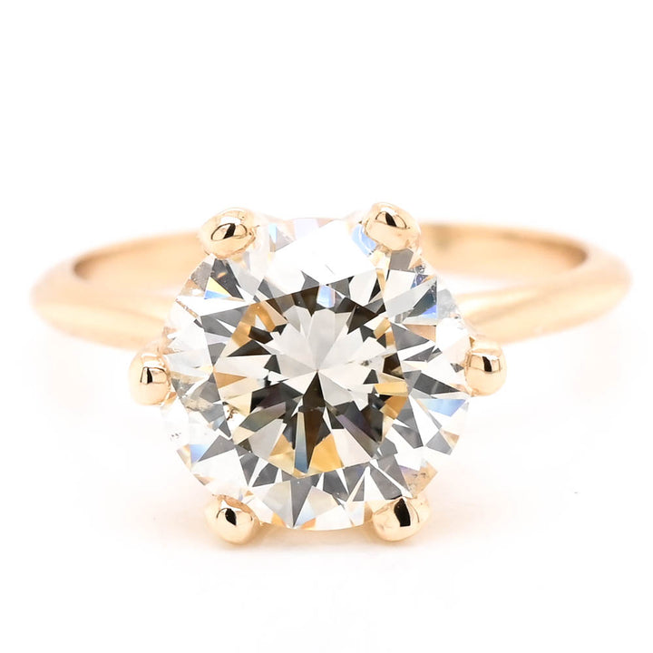 Graziella 14KT Yellow Gold 2.47CT Round Shape Diamond Solitaire Set Engagement Ring