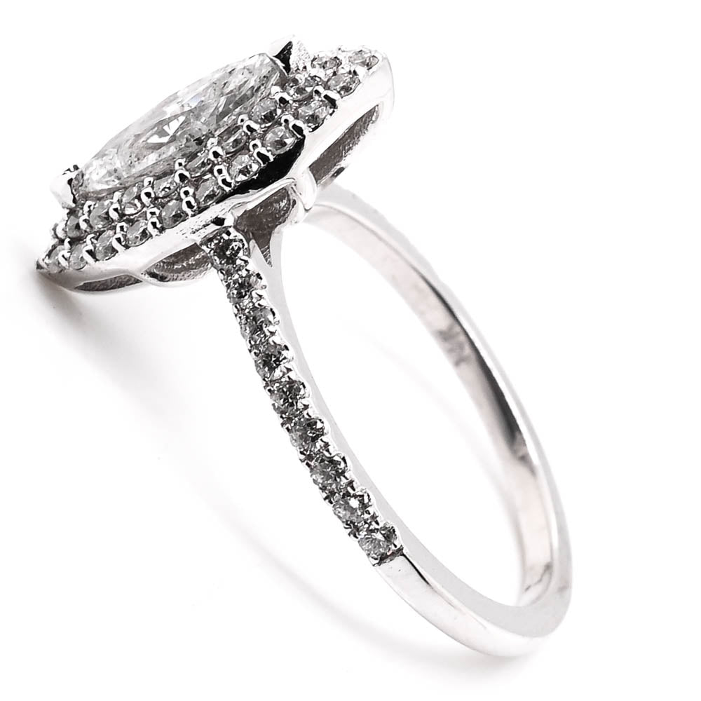 Graziella 14KT White Gold 1.27CTW Marquise Shape Diamond Double Halo Set Engagement Ring