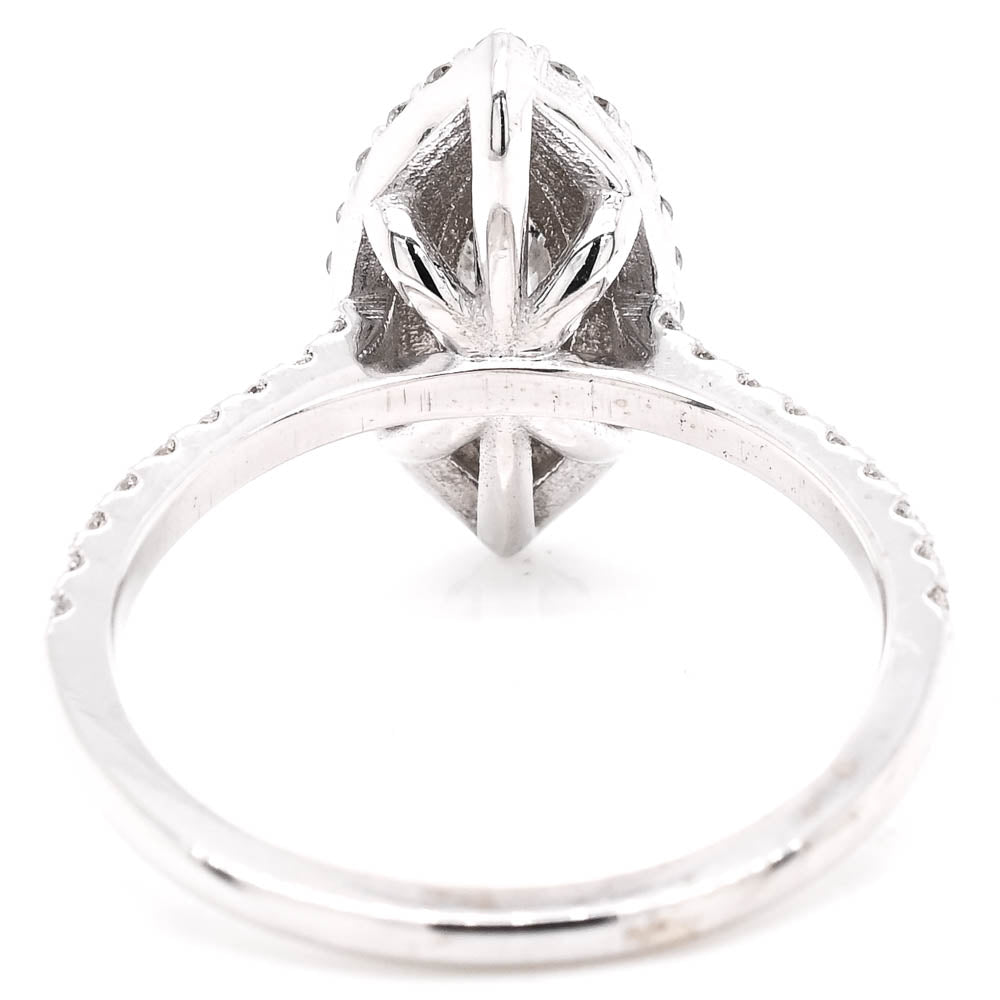 Graziella 14KT White Gold 1.27CTW Marquise Shape Diamond Double Halo Set Engagement Ring