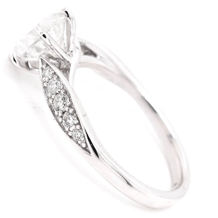 Graziella 14KT White Gold 1.65CTW Round Shape Diamond Accent Side Stones Set Engagement Ring