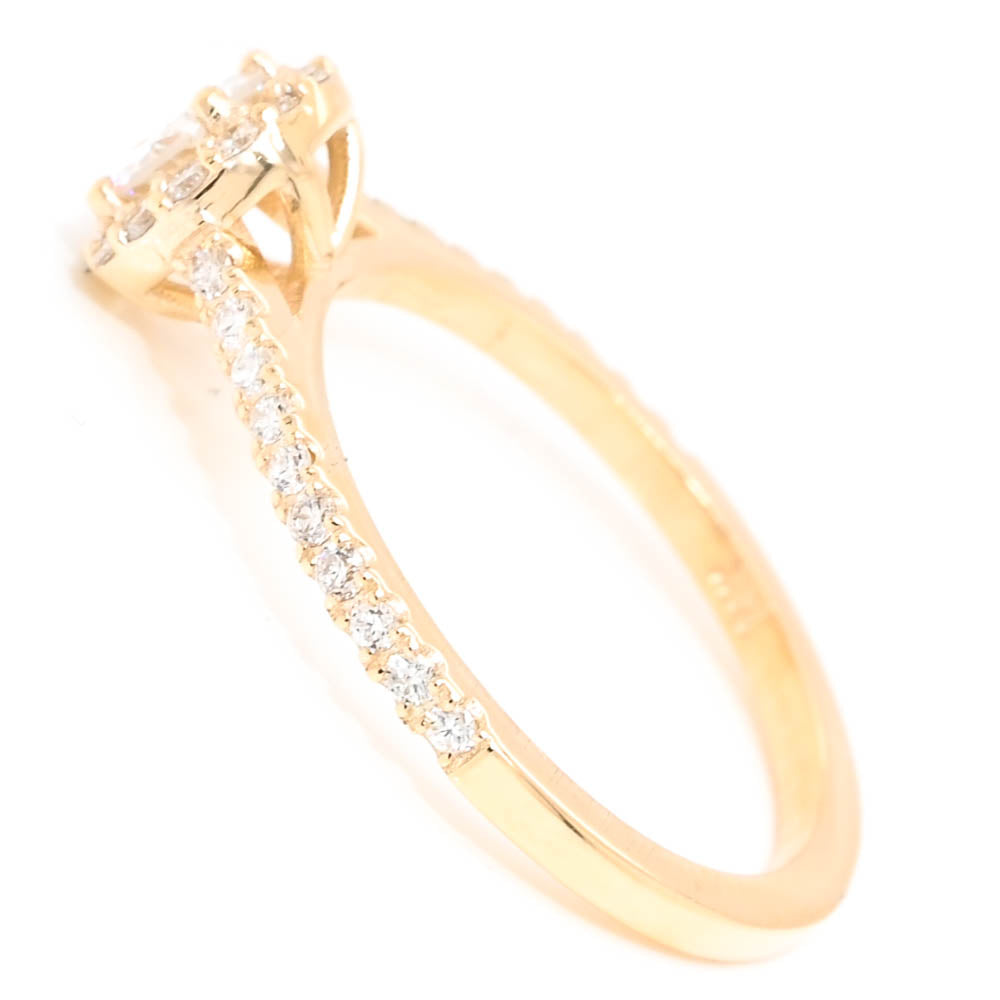 Graziella 14KT Yellow Gold 0.75CTW Round Diamond Halo Engagement Ring - Size 6.5