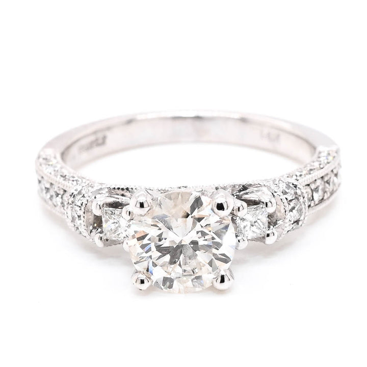 Graziella 14KT White Gold 1.51CTW Round Diamond Accent Engagement Ring - Size 5.75