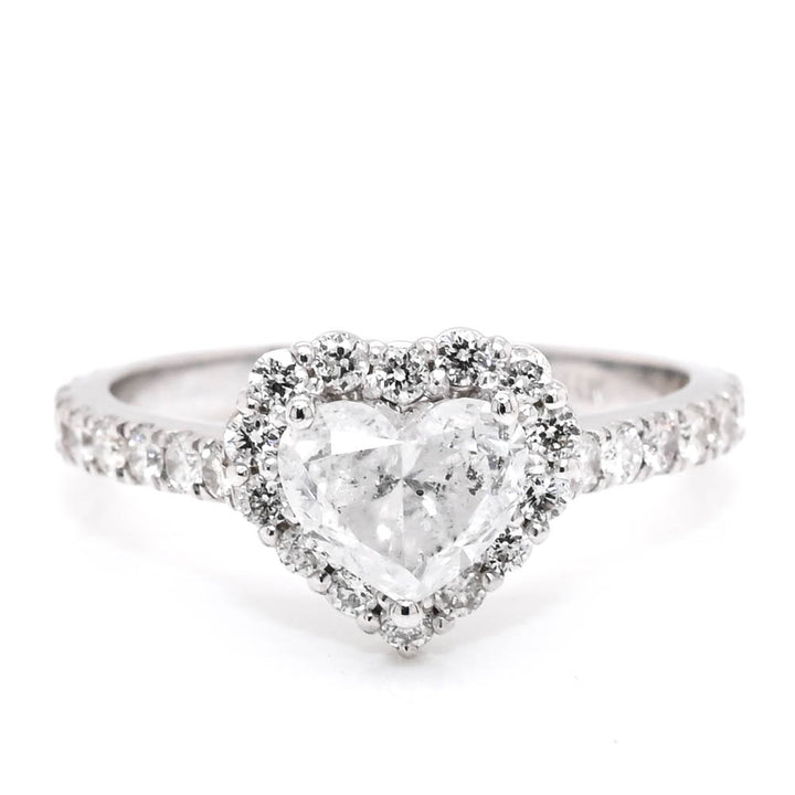 Graziella 14KT White Gold 1.50CTW Heart Diamond Halo Engagement Ring - Size 6.75