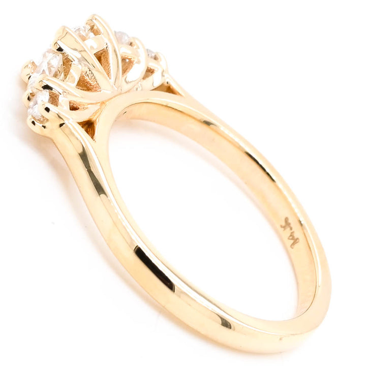 Graziella 14KT Yellow Gold 0.71CTW Round Shape Diamond 5 Stone Set Engagement Ring
