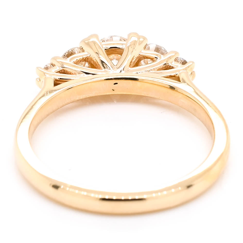 Graziella 14KT Yellow Gold 0.71CTW Round Shape Diamond 5 Stone Set Engagement Ring