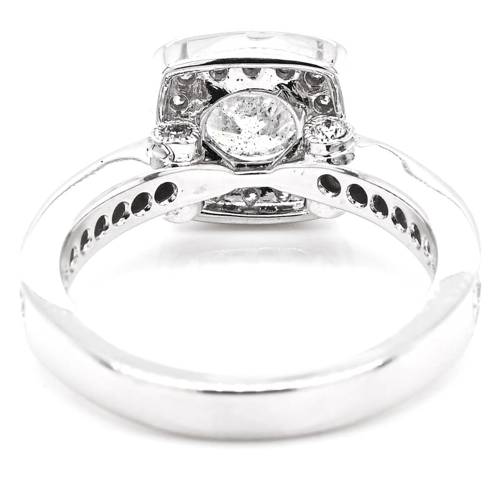 Graziella 18KT White Gold 1.51CTW Round Brilliant Shape Diamond Halo Set Engagement Ring