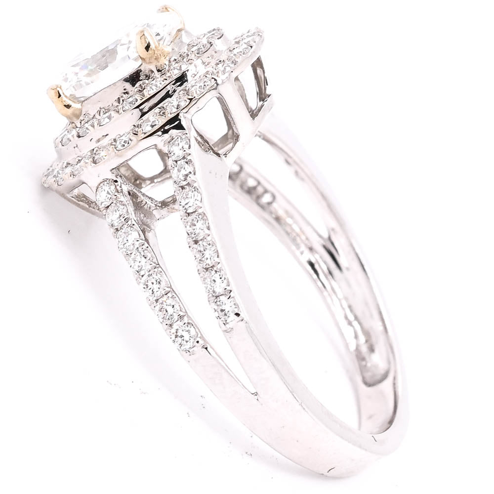 Graziella 14KT White Gold 1.70CTW Oval Shape LAB Created Diamond Double Halo Engagement Ring