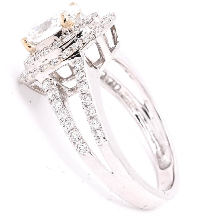 Graziella 14KT White Gold 1.70CTW Oval Shape LAB Created Diamond Double Halo Engagement Ring