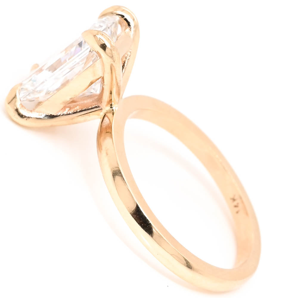 Graziella 14KT Yellow Gold 1.75CT Radiant Shape LAB Created Diamond Solitaire Engagement Ring