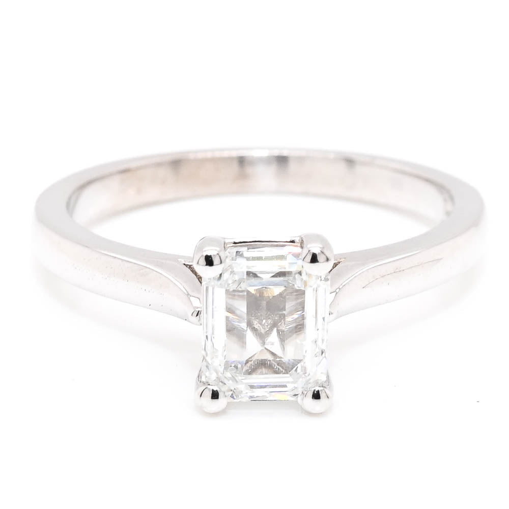 Graziella 14KT White Gold 1.00CT Emerald Lab-Grown Diamond Solitaire Engagement Ring - Size 6.25