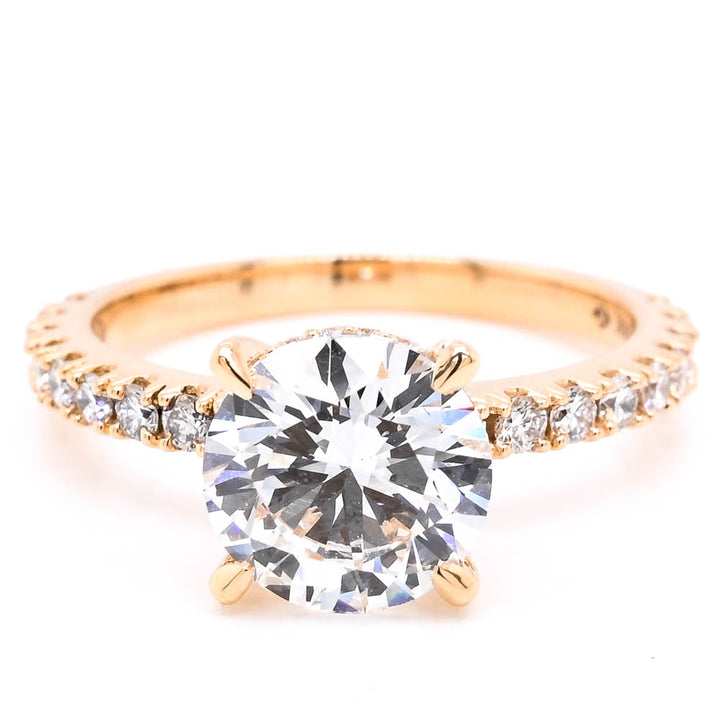 Graziella 14KT Yellow Gold 2.50CTW Round, Lab-Grown Accent Side Stones Style Diamond Engagement Ring