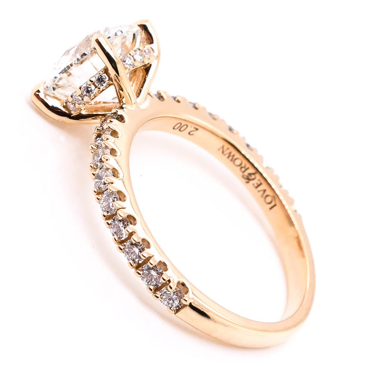 Graziella 14KT Yellow Gold 2.50CTW Round Shape Accent Side Stones Engagement Ring