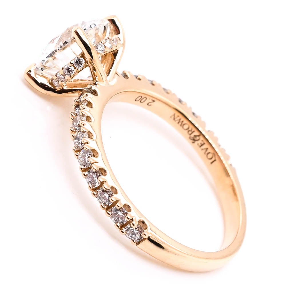 Graziella 14KT Yellow Gold 2.50CTW Round, Lab-Grown Accent Side Stones Style Diamond Engagement Ring