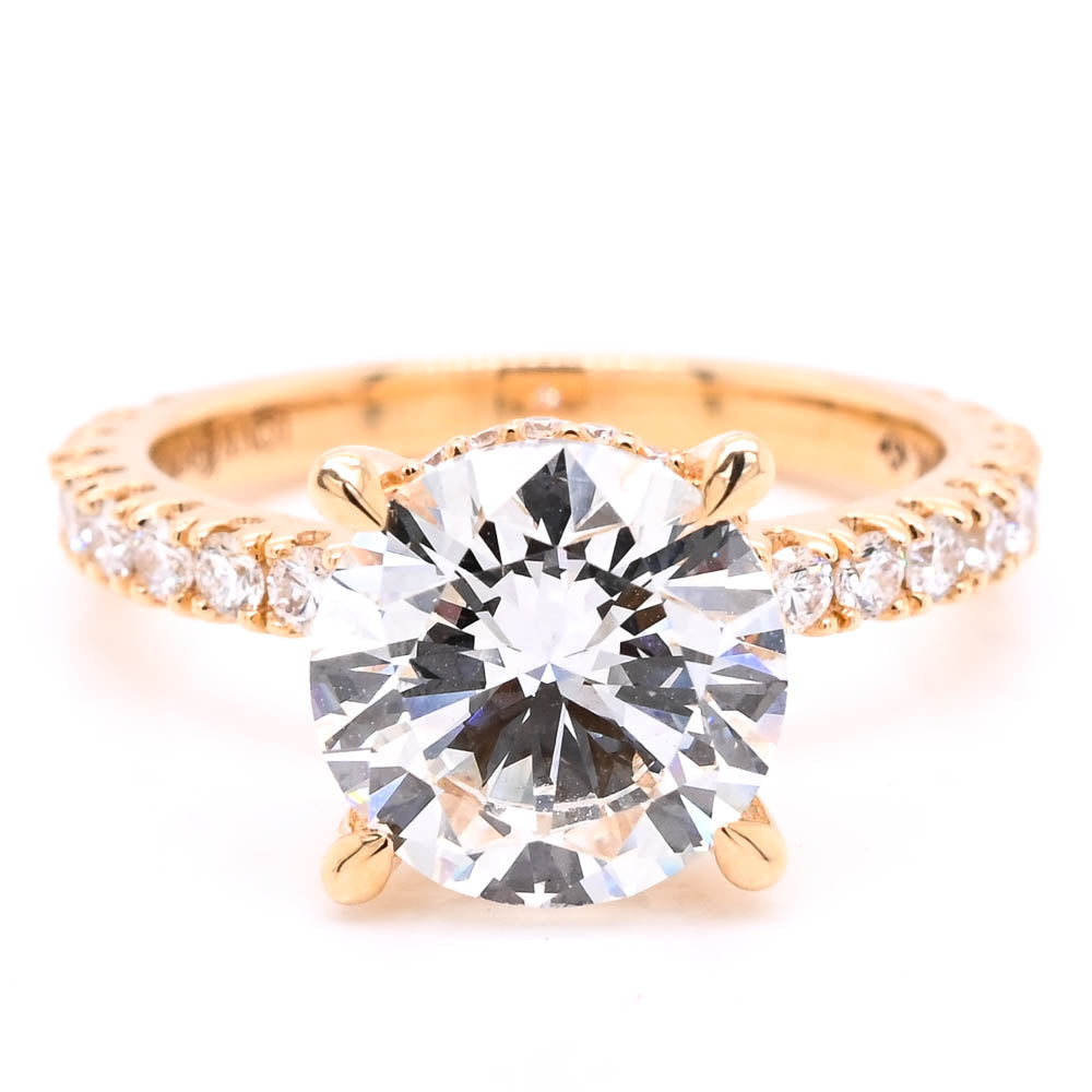 Graziella 14KT Yellow Gold 3.60CTW Round, Lab-Grown Accent Side Stones Style Diamond Engagement Ring