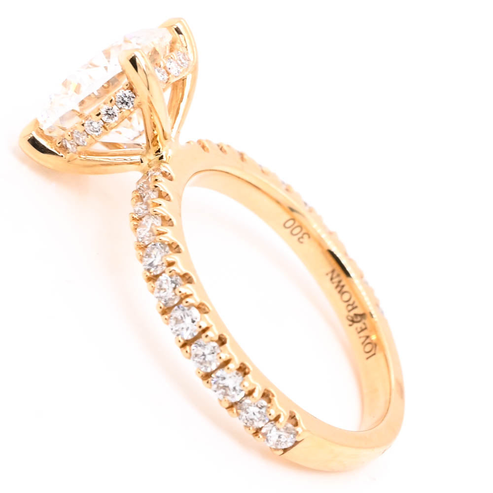 Graziella 14KT Yellow Gold 3.60CTW Round Shape Accent Side Stones Engagement Ring