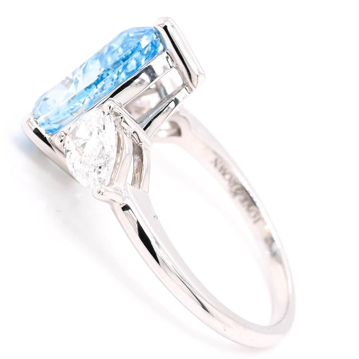 Graziella 14KT White Gold 4.00CTW Pear Shape 3 Stone Engagement Ring