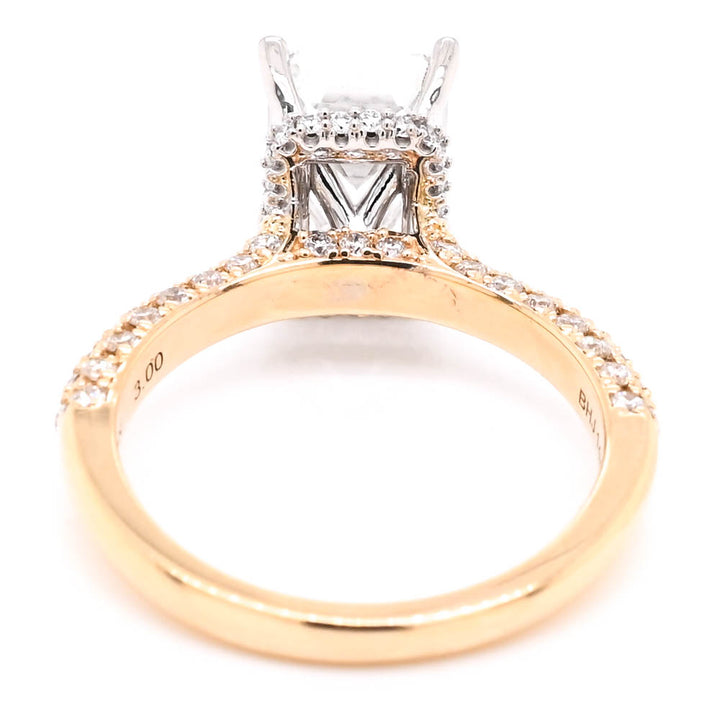 Graziella 14KT Two-Tone Gold 3.55CTW Emerald Shape Accent Side Stones Engagement Ring