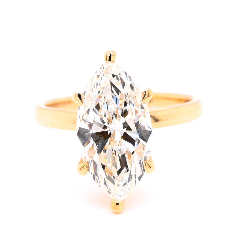 Graziella 10KT Yellow Gold 3.08CTW Marquise Lab-Grown Diamond Halo Engagement Ring - Size 6.5
