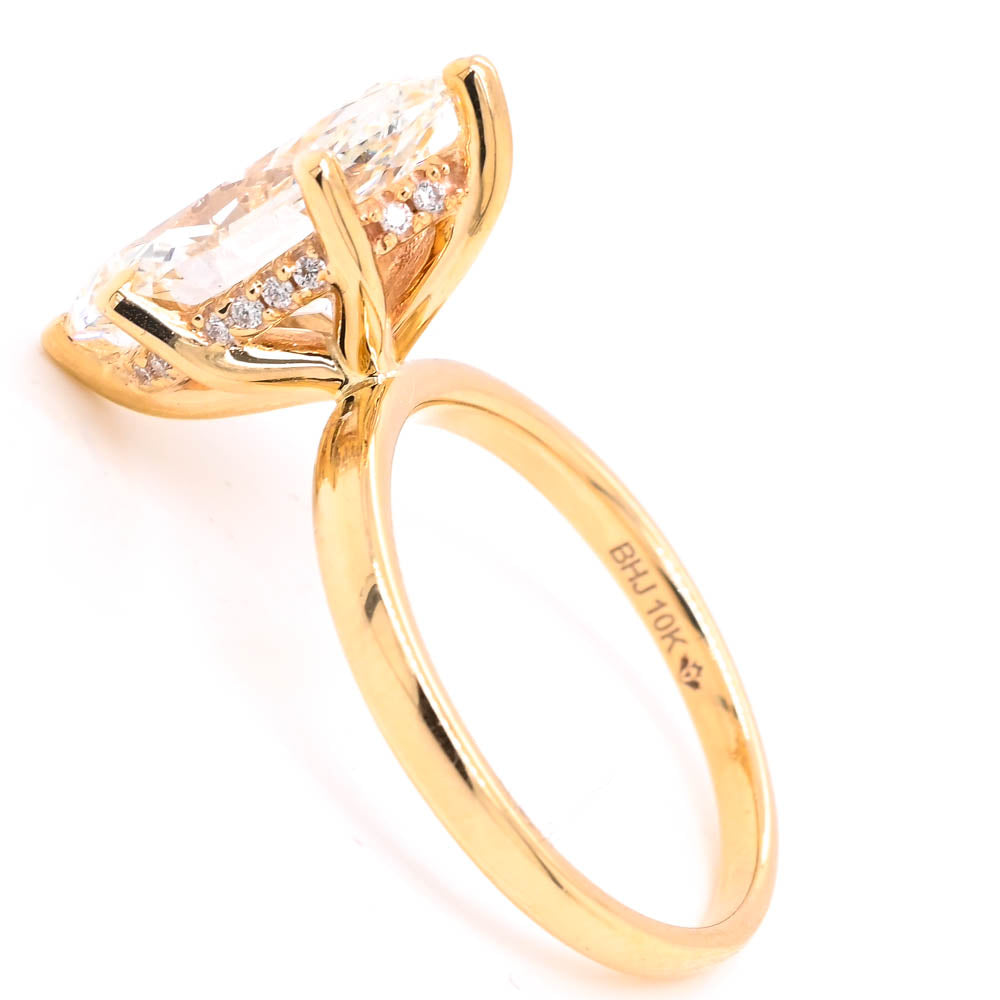 Graziella 10KT Yellow Gold 3.08CTW Marquise Lab-Grown Diamond Halo Engagement Ring - Size 6.5