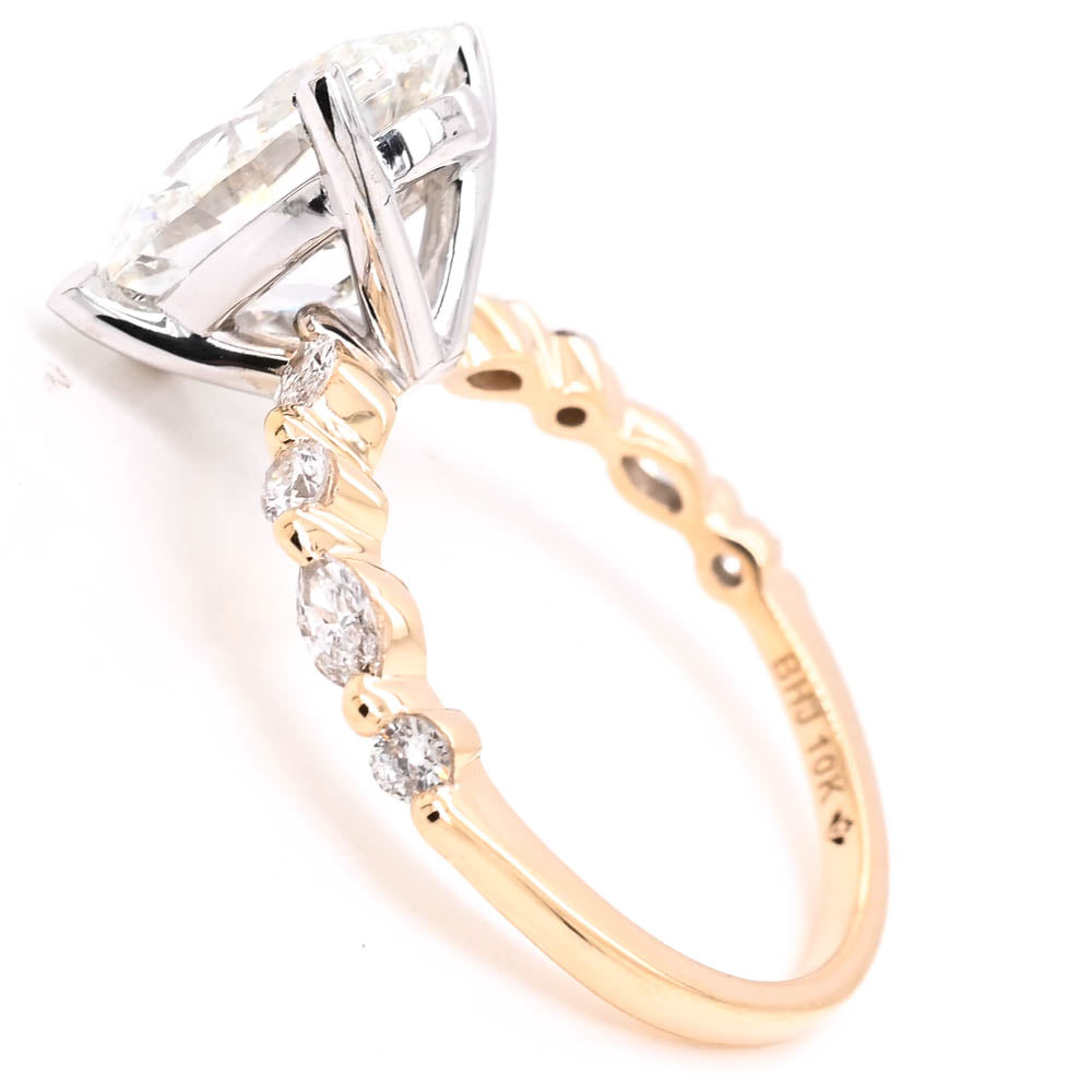 Graziella 10KT Yellow Gold 3.38CTW Oval Shape Accent Side Stones Engagement Ring