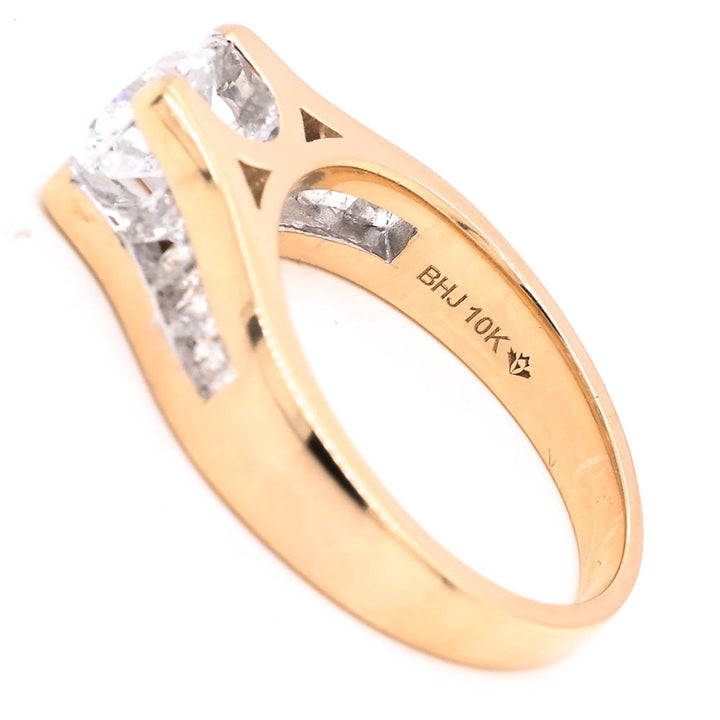 Graziella 10KT Yellow Gold 1.53CTW Round, Lab-Grown Accent Side Stones Style Diamond Engagement Ring